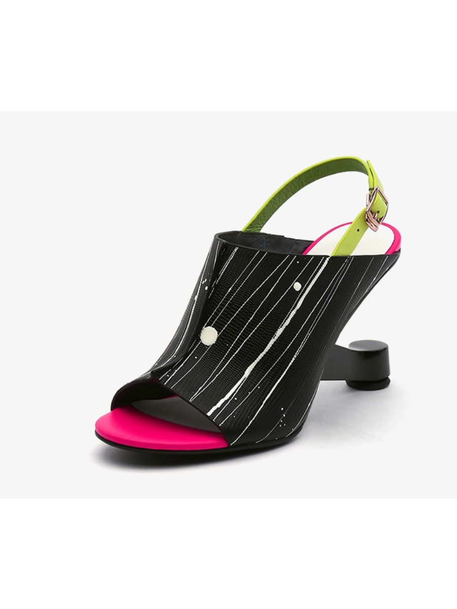 JadyRose | Elevator-Heel Leather Slingback Sandal