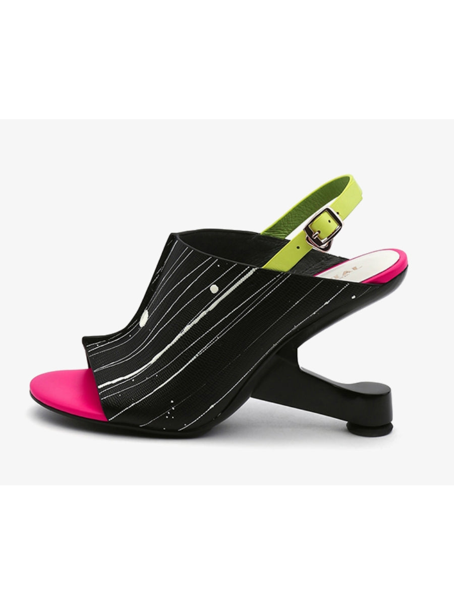 JadyRose | Elevator-Heel Leather Slingback Sandal