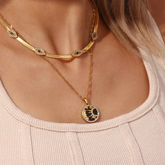 Mystic Eye - Gold Herringbone Necklace