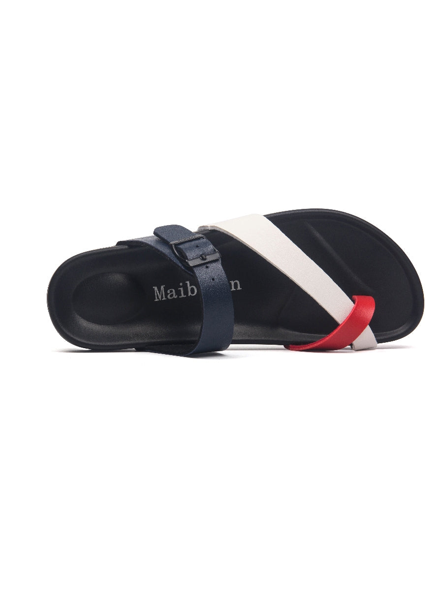 MAIBULUN | NAVY RED FOOTBED SANDAL