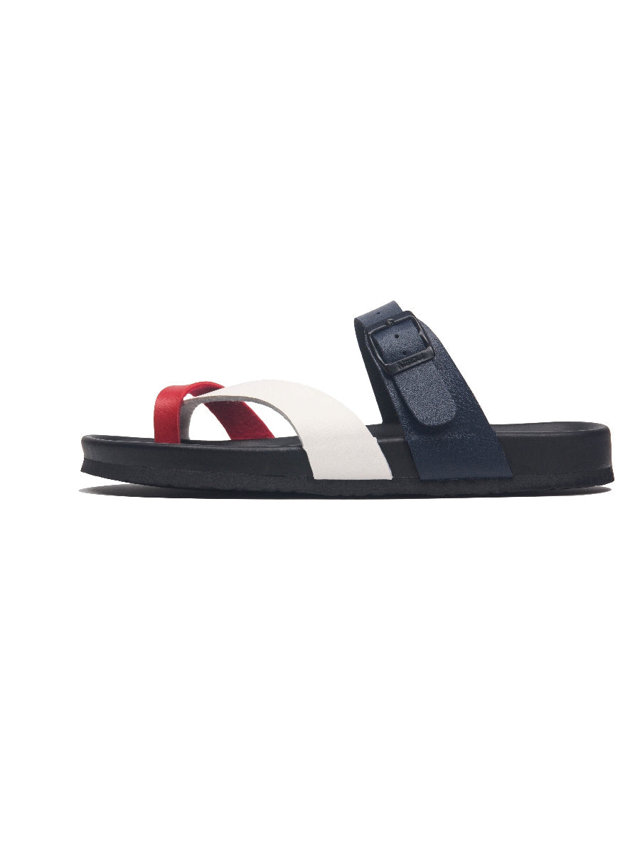 MAIBULUN | NAVY RED FOOTBED SANDAL