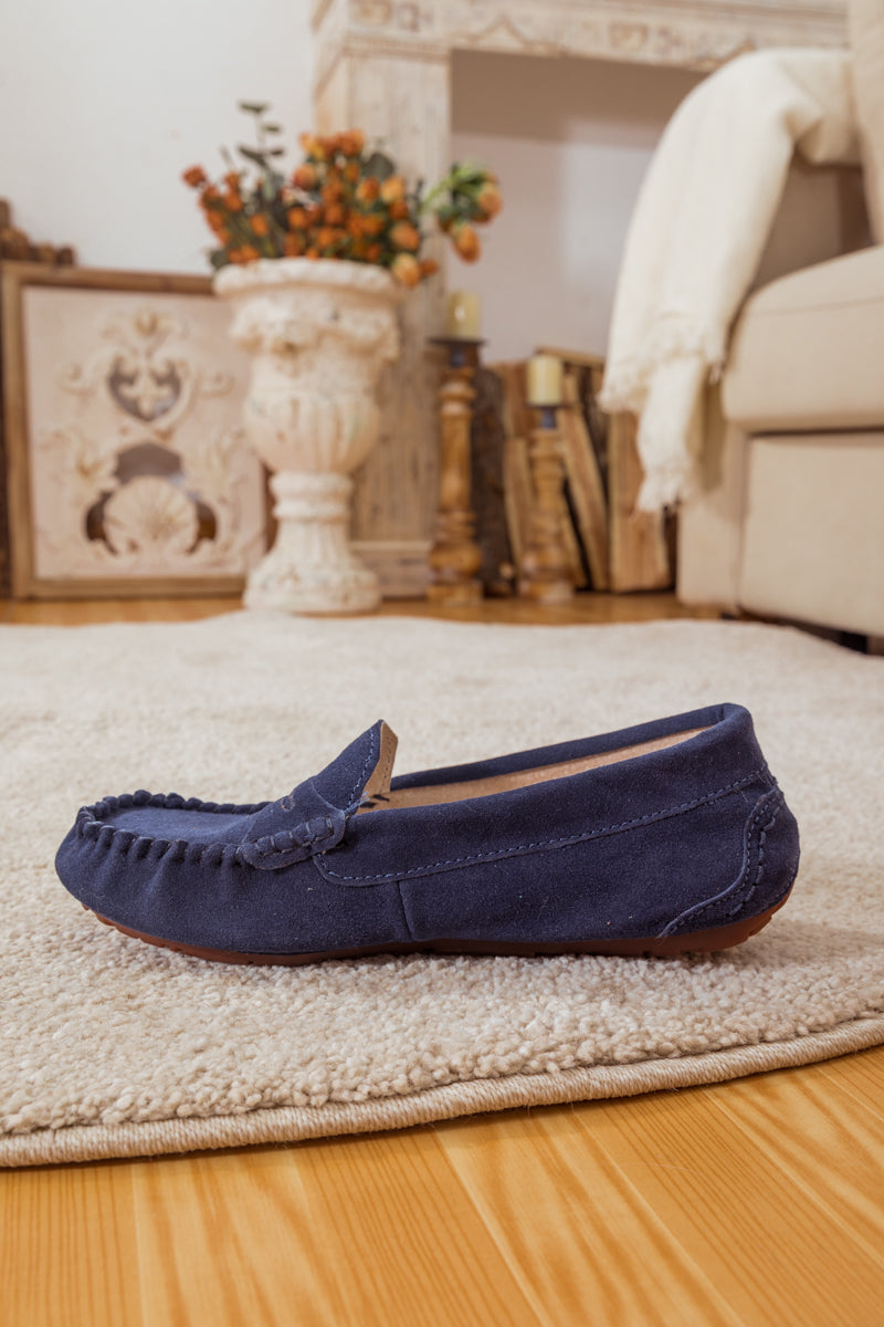 SMAIBULUN Ugg | LEATHER SUEDE MOCCASIN LOAFER - NAVY