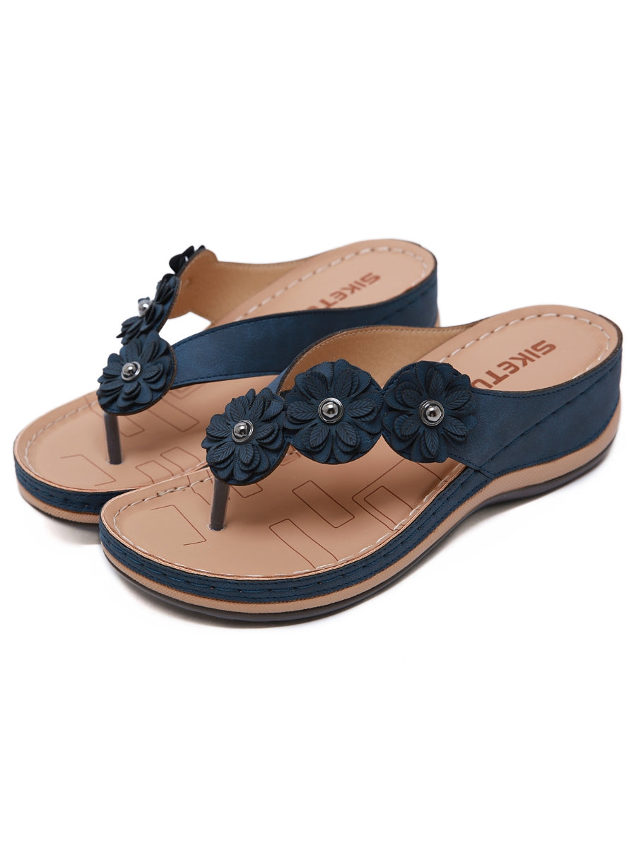 SIKETU | NAVY FLORAL-STRAP THONG