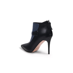 JADY ROSE | NAVY BLACK LEATHER STILETTO BOOTIE - NAVY