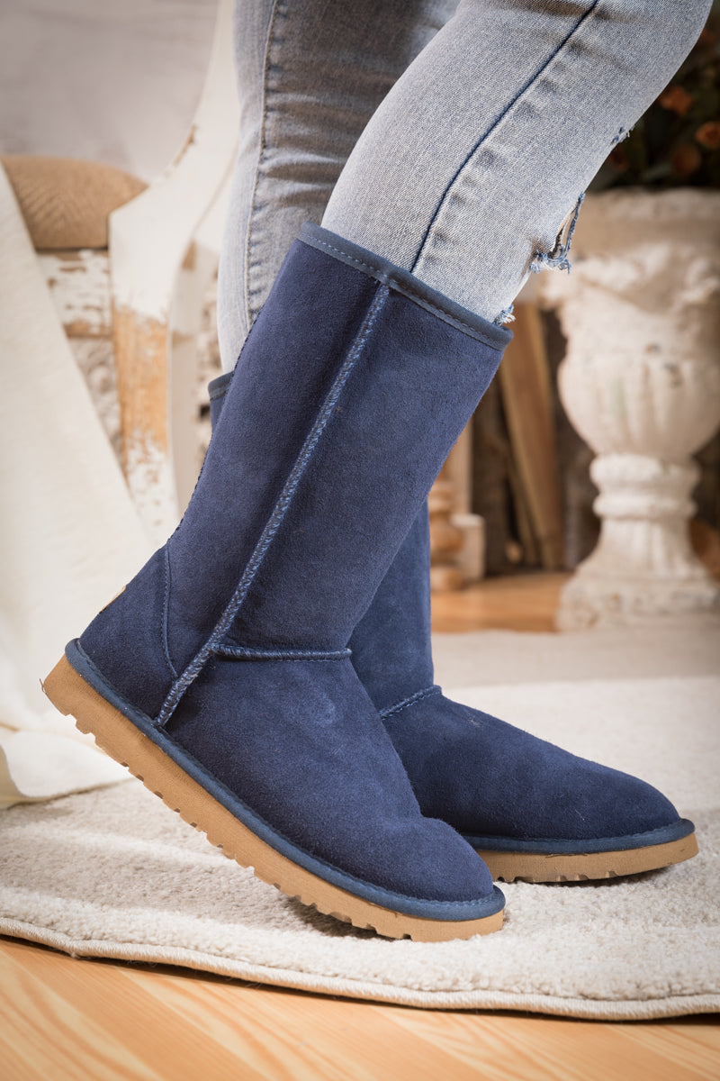 SMAIBULUN Ugg | CLASSIC SUEDE MID-LENGTH BOOTS - NAVY