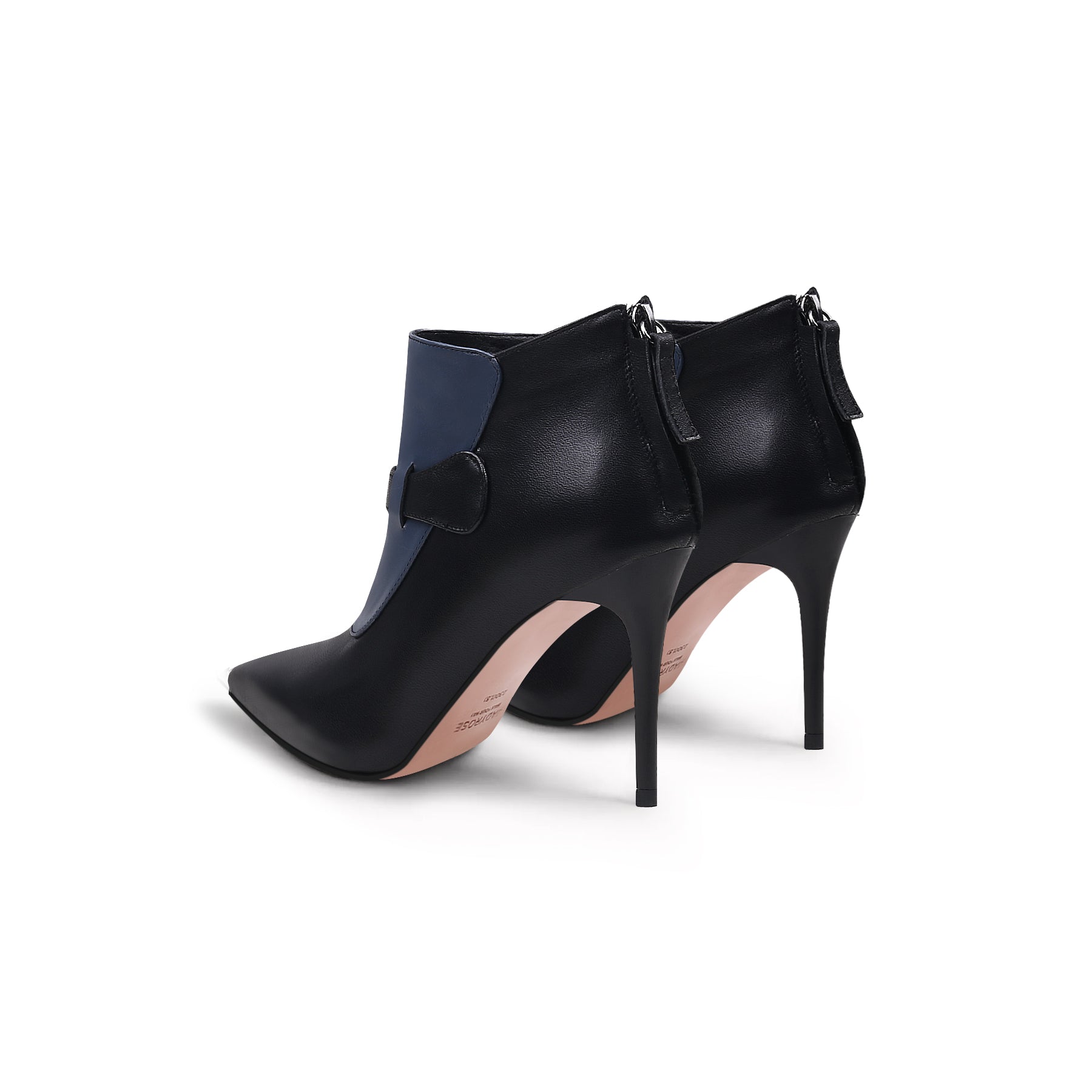 JADY ROSE | NAVY BLACK LEATHER STILETTO BOOTIE - NAVY