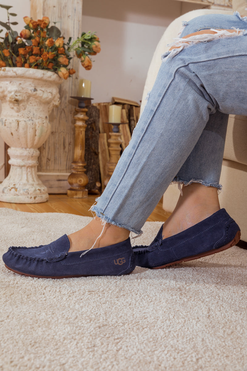 SMAIBULUN Ugg | LEATHER SUEDE MOCCASIN LOAFER - NAVY