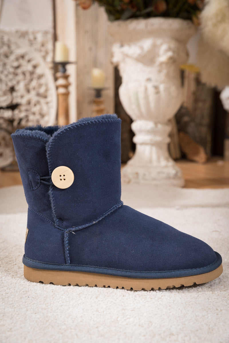 SMAIBULUN Ugg | Faux Fur-Lined Classic Side Button Ugg Boot - Navy