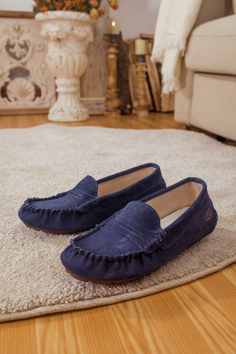 SMAIBULUN Ugg | LEATHER SUEDE MOCCASIN LOAFER - NAVY