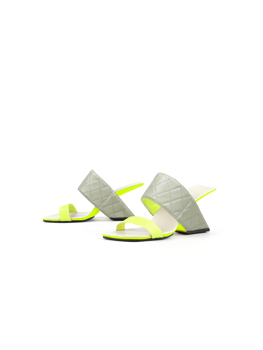 JadyRose | Wedge Heel Genuine Leather Neon Green Sandal