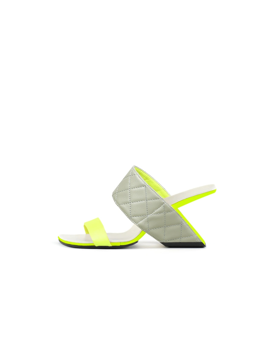 JadyRose | Wedge Heel Genuine Leather Neon Green Sandal