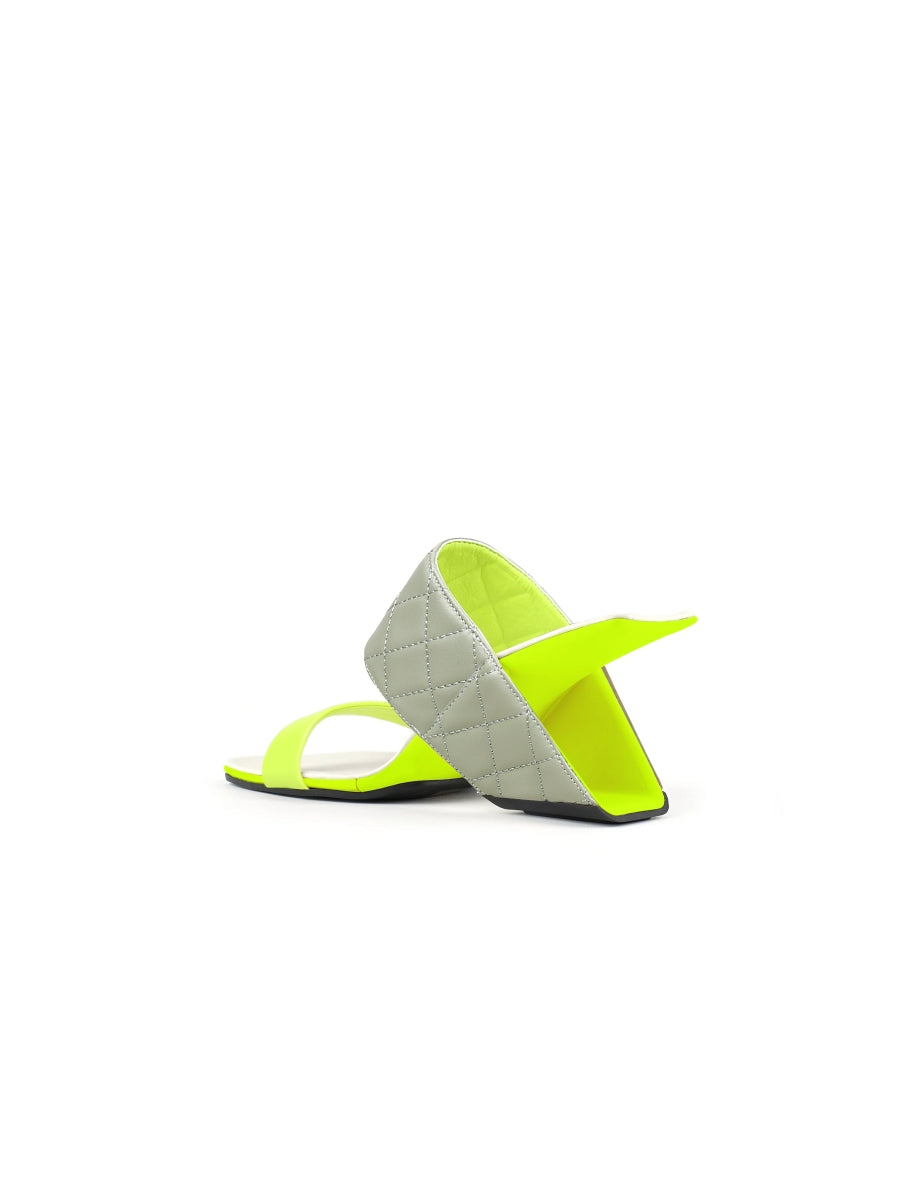 JadyRose | Wedge Heel Genuine Leather Neon Green Sandal