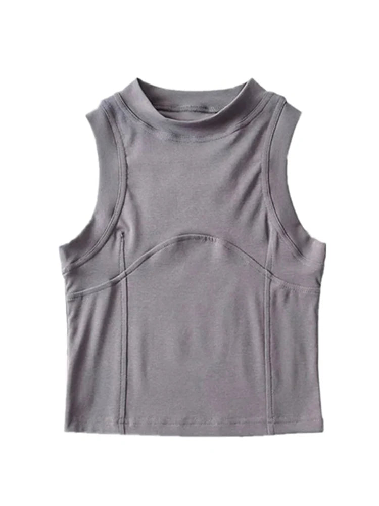 New Tank Top O Neck Crop Tops Women Summer Solid Camis Backless Sexy Camisole Fashion Casual Tube Female Sleeveless Cropped Vest