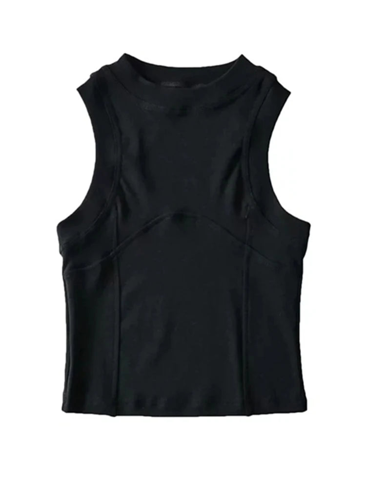 New Tank Top O Neck Crop Tops Women Summer Solid Camis Backless Sexy Camisole Fashion Casual Tube Female Sleeveless Cropped Vest