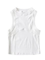 New Tank Top O Neck Crop Tops Women Summer Solid Camis Backless Sexy Camisole Fashion Casual Tube Female Sleeveless Cropped Vest