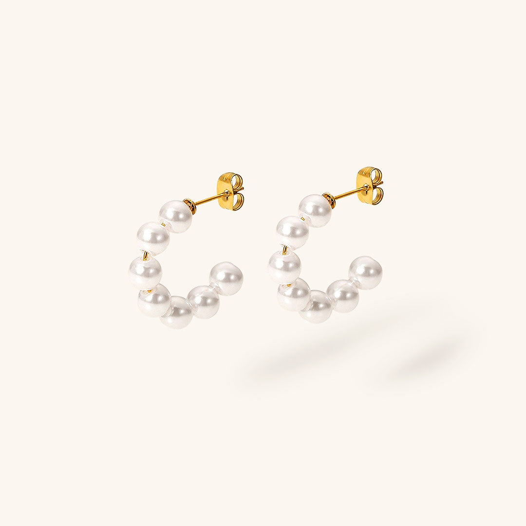 Nina Pearl Hoop Earrings