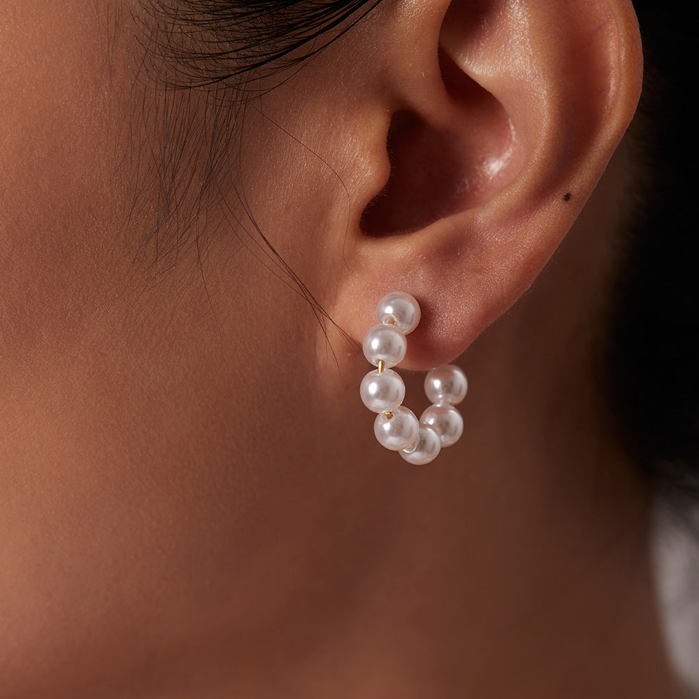 Nina Pearl Hoop Earrings