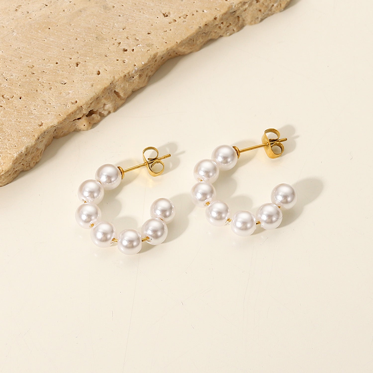 Nina Pearl Hoop Earrings