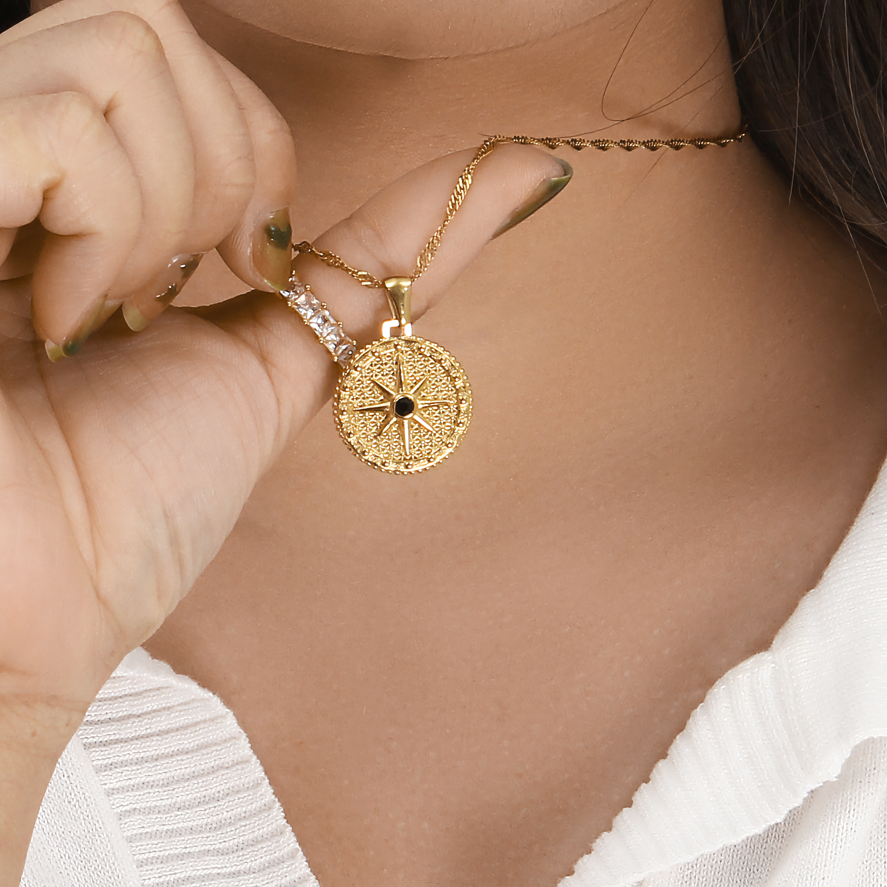 Nova Compass Gold Necklace