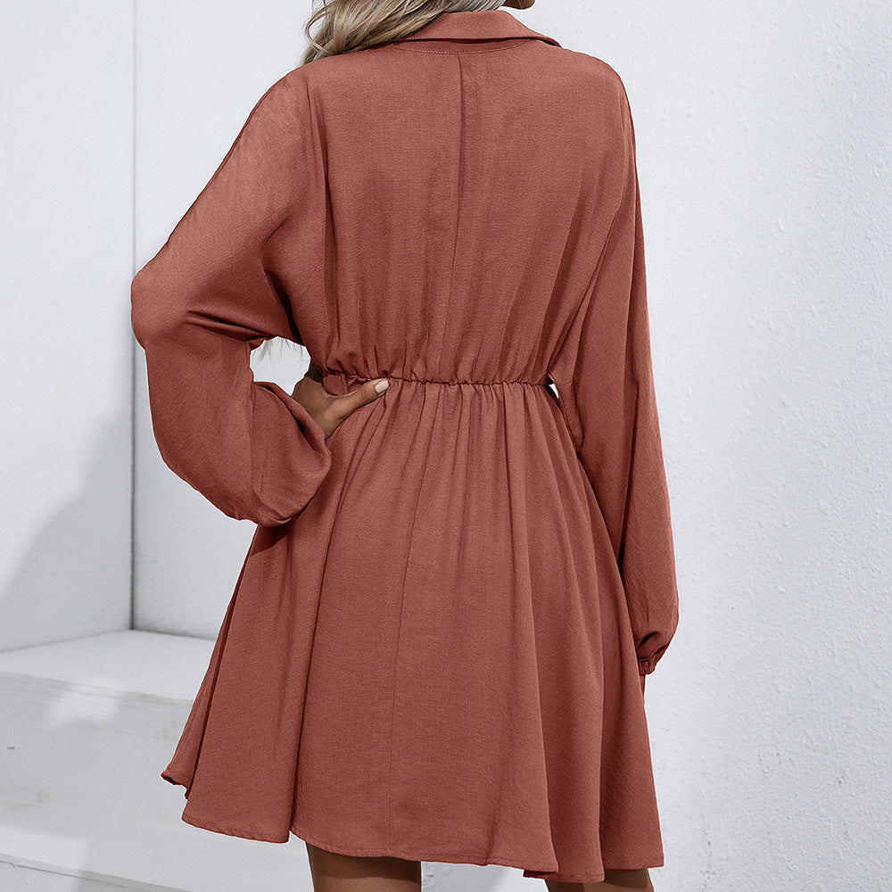 Autumn Lace-up Waist-Controlled Slimming Long Sleeve Dress for Women