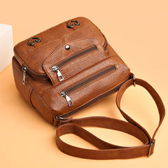 Soft-Leather Multi-pocket Shoulder Bag