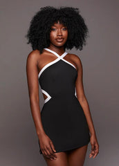 Contrast Strapped Cutout Mini Dress