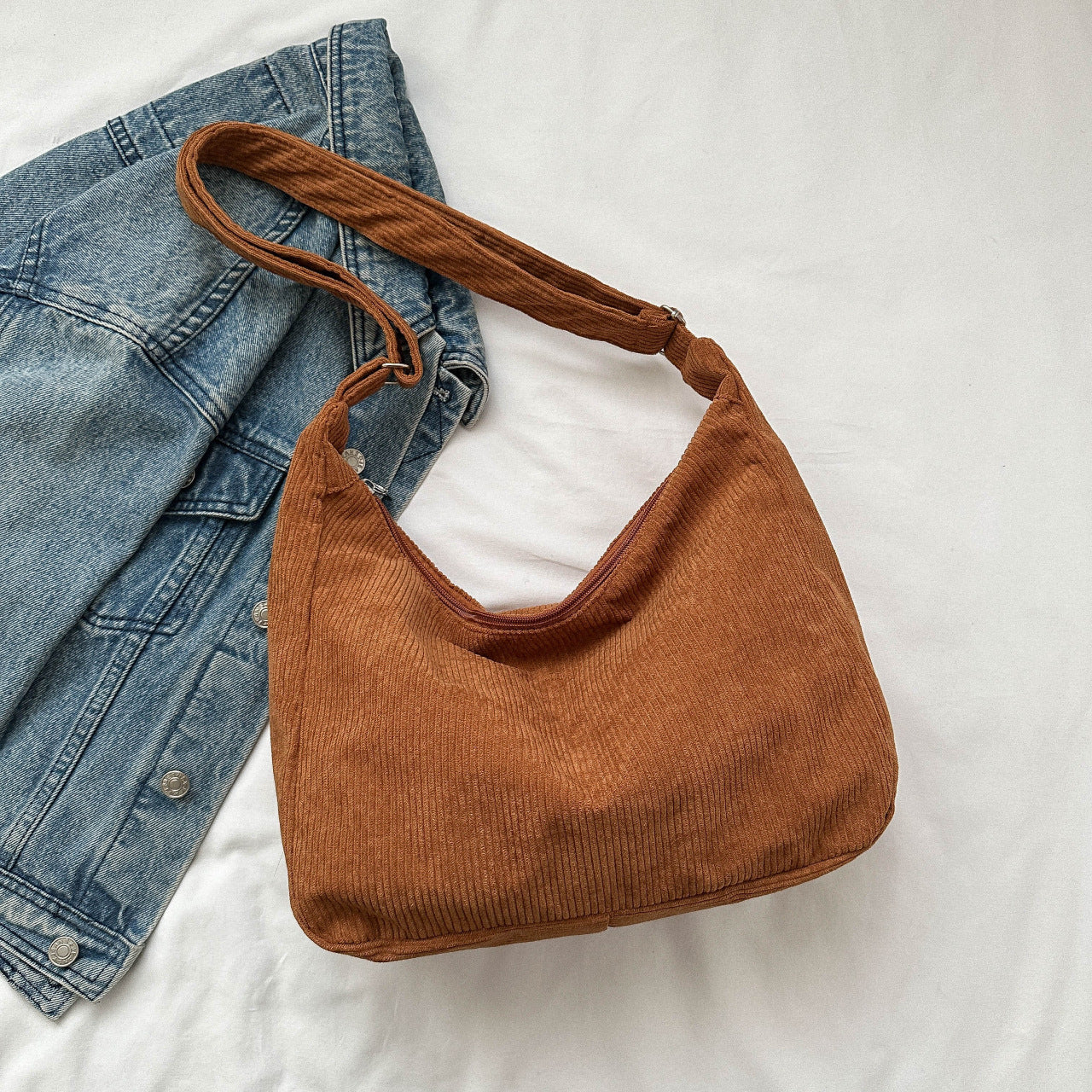 Simple-Corduroy Shoulder Bag