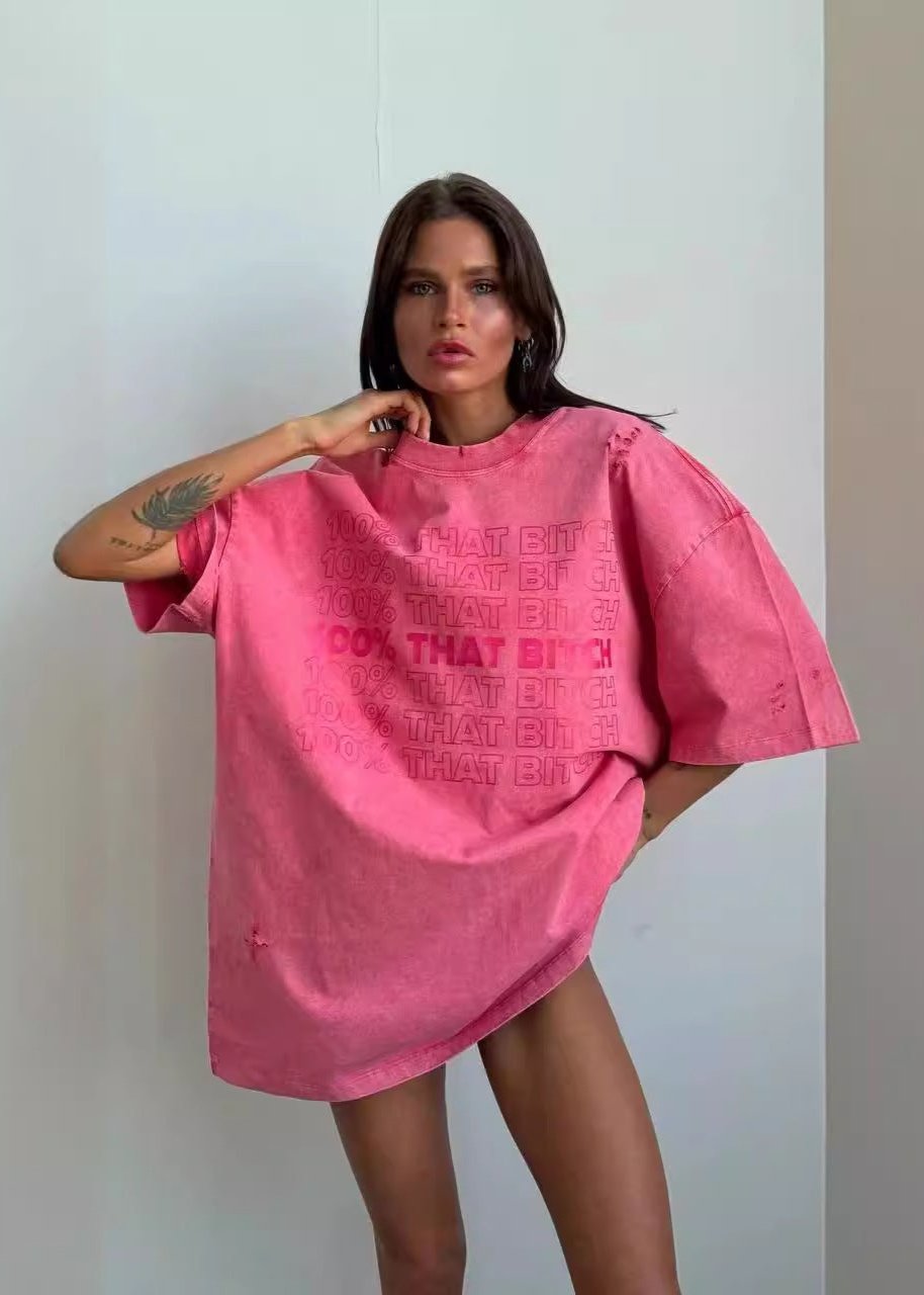 Pink Statement Oversized Tee