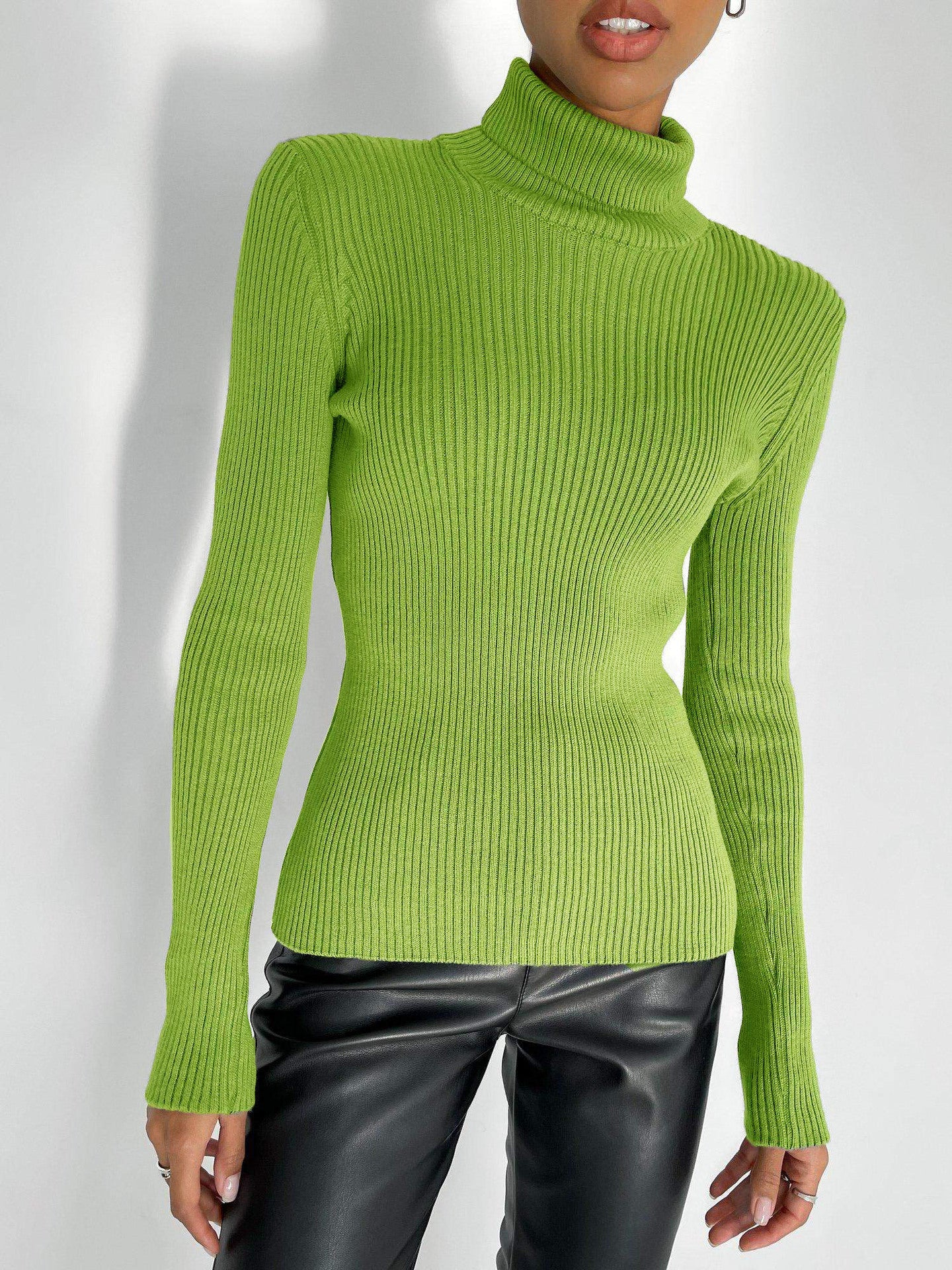 Threaded High Neck Long Sleeve Top