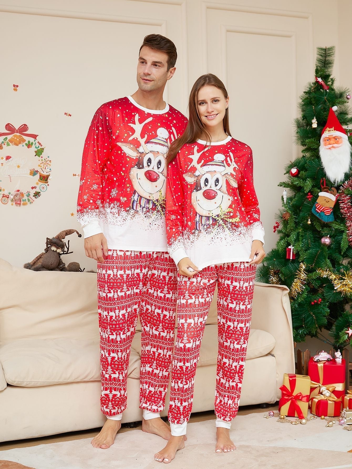 Snow Elk Fmalily Matching Pajamas (with Pet's )