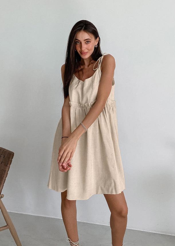 Linen Charm Adjustable Strap Dress