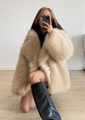 LuxeFox Suit Collar Fur Coat