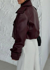 Cropped Oversized Leather Jacket