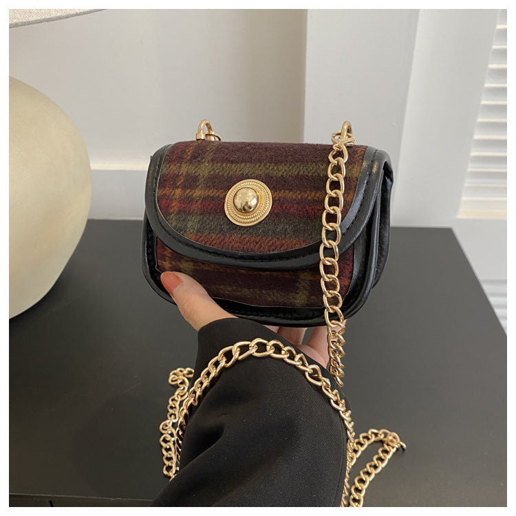 Plaid-Woolen Retro Shoulder Bag