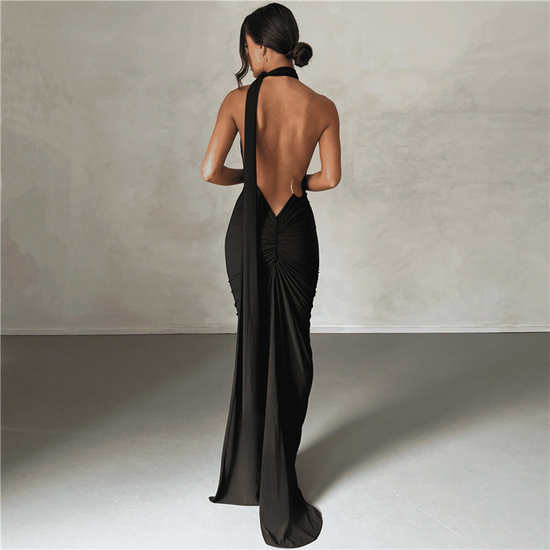 Summer Women  Clothing Sexy Backless Halter Sheath Slim Fit Evening Dress Dress for Women