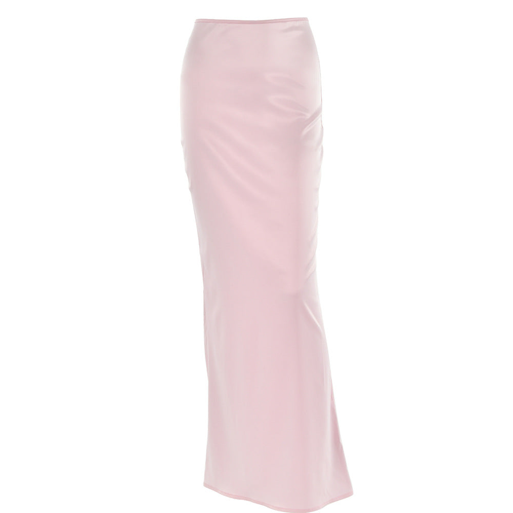 Summer Maxi Dress: Fashionable Sexy Sheath Long Satin Skirt