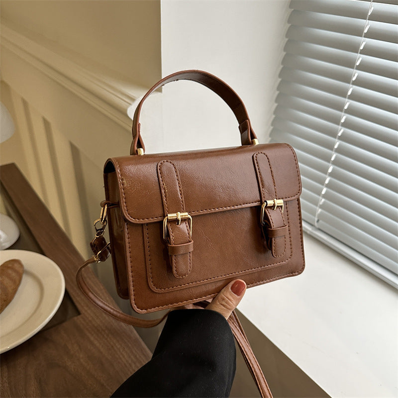 Vintage-Buckle Satchel