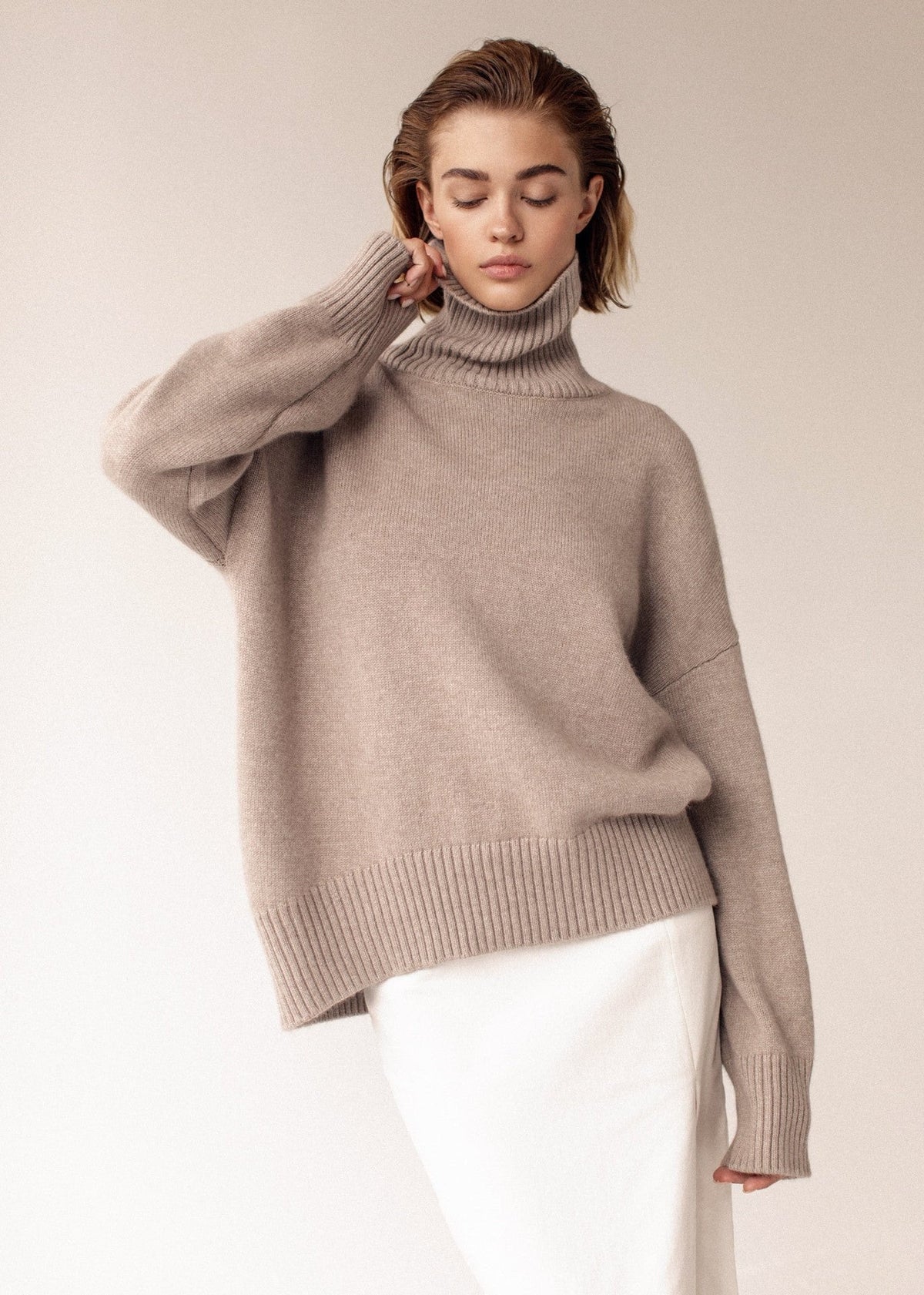 Luxe Ribbed Turtleneck Sweater