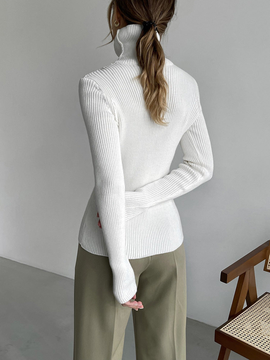 Threaded High Neck Long Sleeve Top