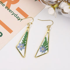 Geometric Drop Glue Dried Flower Eternal Flower Earrings