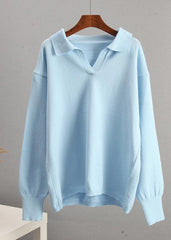 Light Blue Collared Pullover - Casual Sophistication