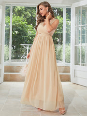 Summer Dress Apricot Chiffon Elegant Daily Dinner Socialite Dress