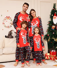 Red Christmas Snow Deer Fmalily Matching Pajamas Sets (with Pet's dog clothes)