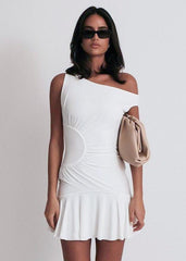 Asymmetrical Flare Hem Mini Dress