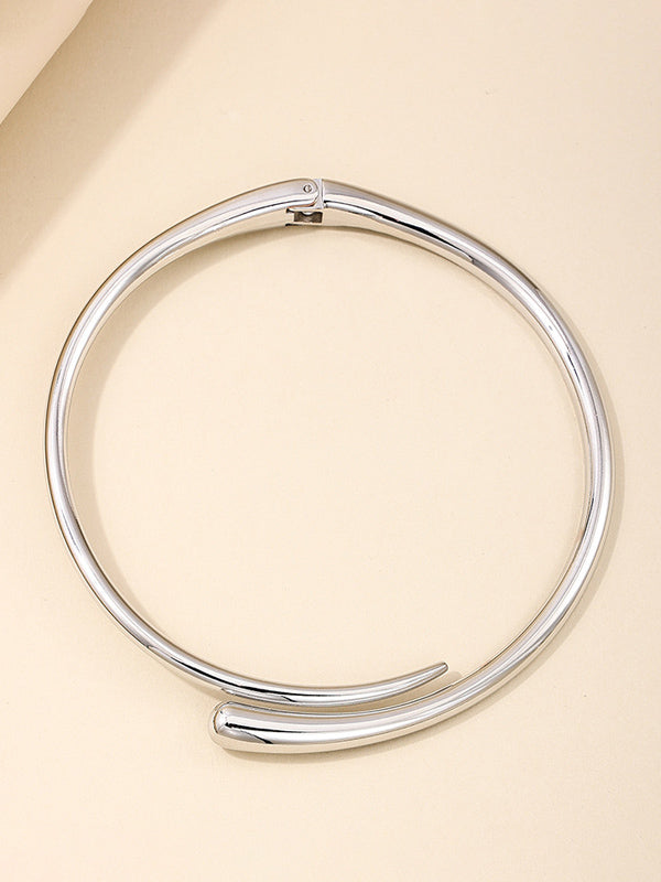 Fashionable Simple Metal Geometric Ring Glossy Collar