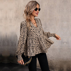 Autumn Women Wear Long Sleeve Leopard Print Shirt for Women