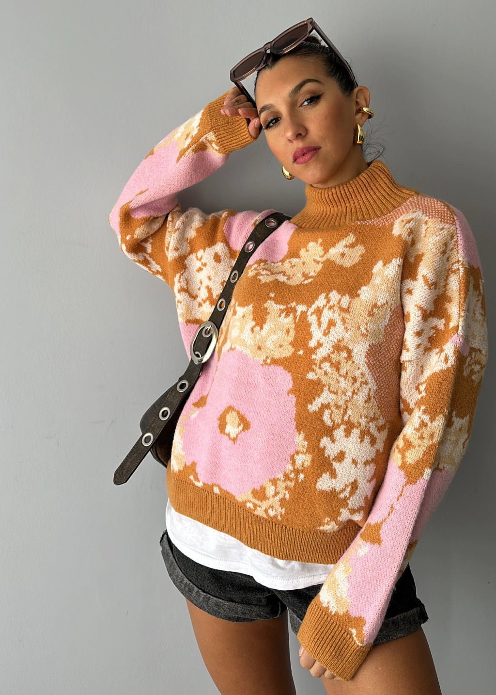 Oversized Floral Knit Sweater