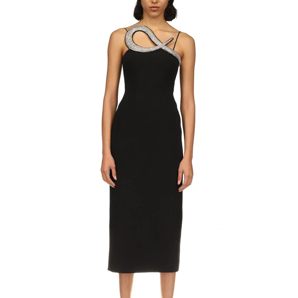 Sexy Diamond Bandage Dress for Party Gathering – Sling Midi Dress