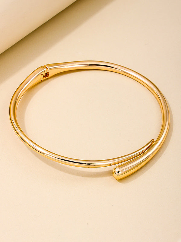 Fashionable Simple Metal Geometric Ring Glossy Collar