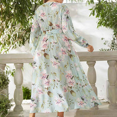 Plus Size Spring Summer Plus Size Printed Elastic Waist Dress Women